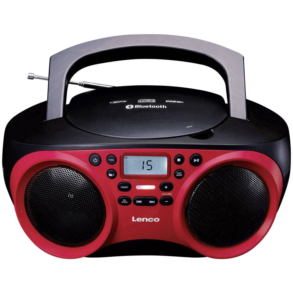 Lenco SCD-501RD Draagbare Radio CD-Speler + Bluetooth Rood/Zwart Top Merken Winkel